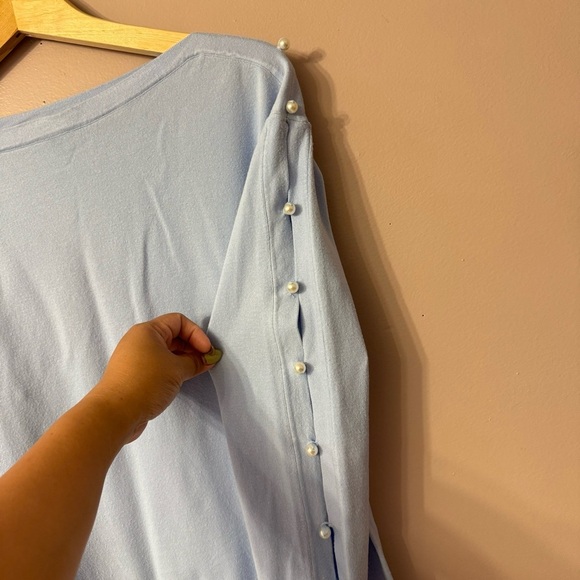 Talbots Pearl Embelished  Boatneck Sweater Blue Women Size M - Picture 5 of 11